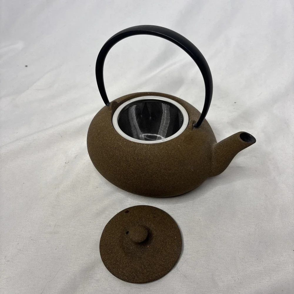 Vtg Japanese Wazuqu Kikuchi Hojudo Cast Iron Teapot Fuku Brown Kyusu
